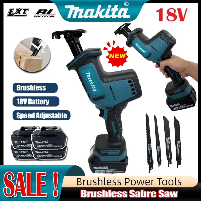 Power Tools Woodworking - 2026年マキタコードレスブラシレスレシプロソー、速度調整可能、ブラシレス金属・木材用電動ノコギリ、18Vバッテリー対応電動工具