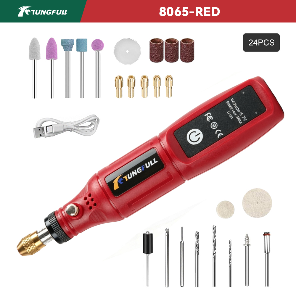 Power Tools Ingco - TUNGFULL 3.7V コードレスロータリーツール USB ミニドリルロータリーツール 翡翠彫刻、サンディング、研磨、彫刻、切断、DIY用