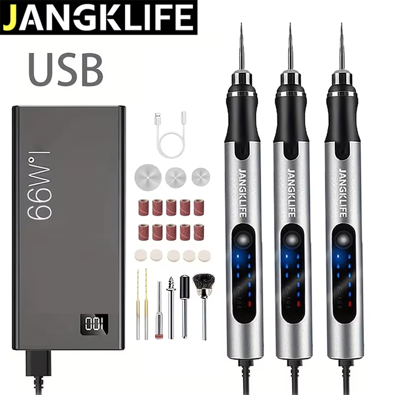 Power Tools Ingco - JANGKLIFE USB充電式回転ツールキット 木工彫刻ペン DIYクラフト彫刻、おもちゃフィギュアDIY