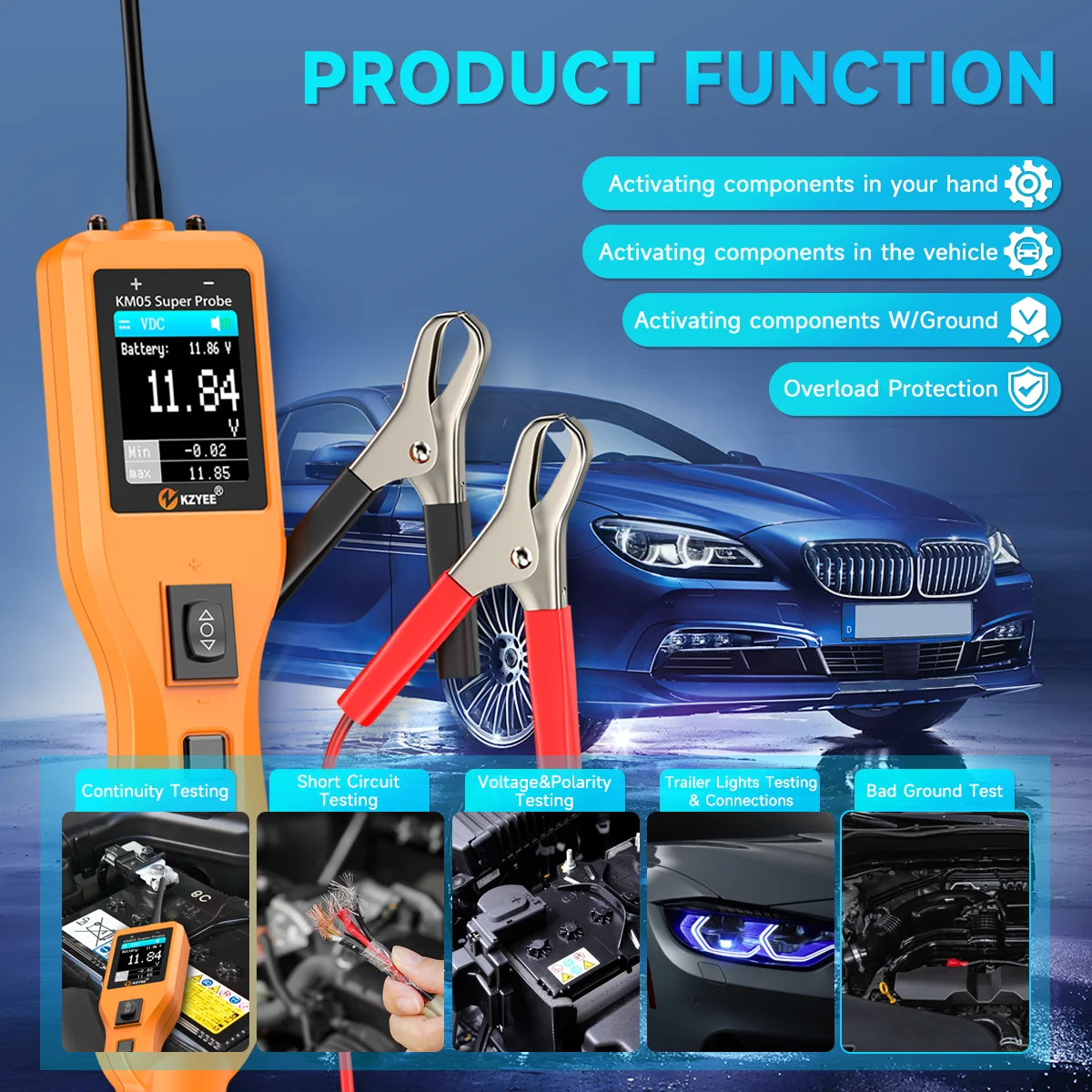 車用回路プローブキット、回路テスター、電気システムKZYEE - Power Tools Inspection のレビューと価格