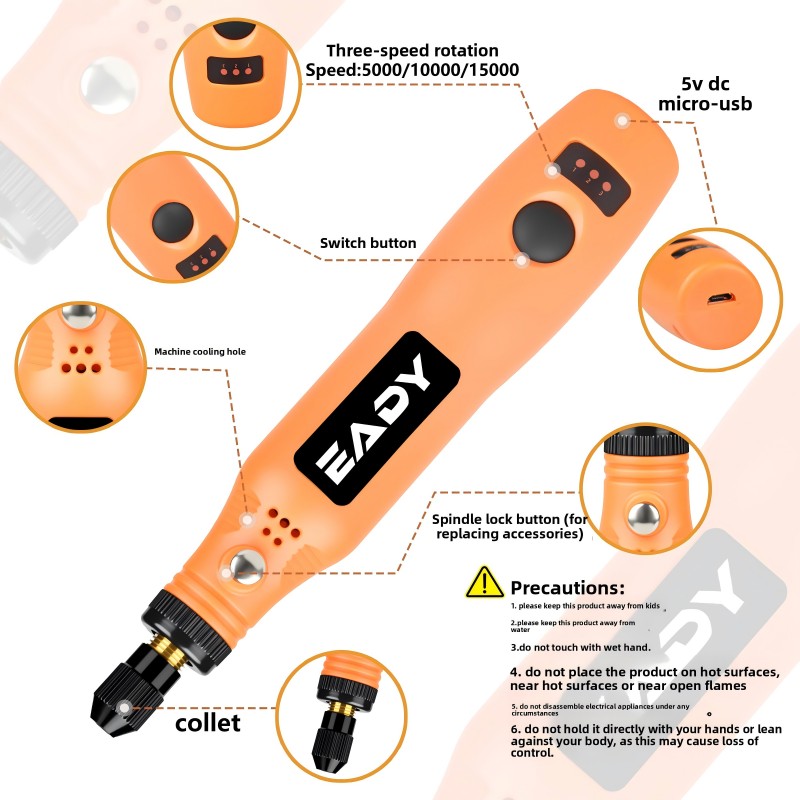 USBコードレス回転工具キット – 金属研磨、模型製作、アク - Power Tools Woodworking のレビューと価格