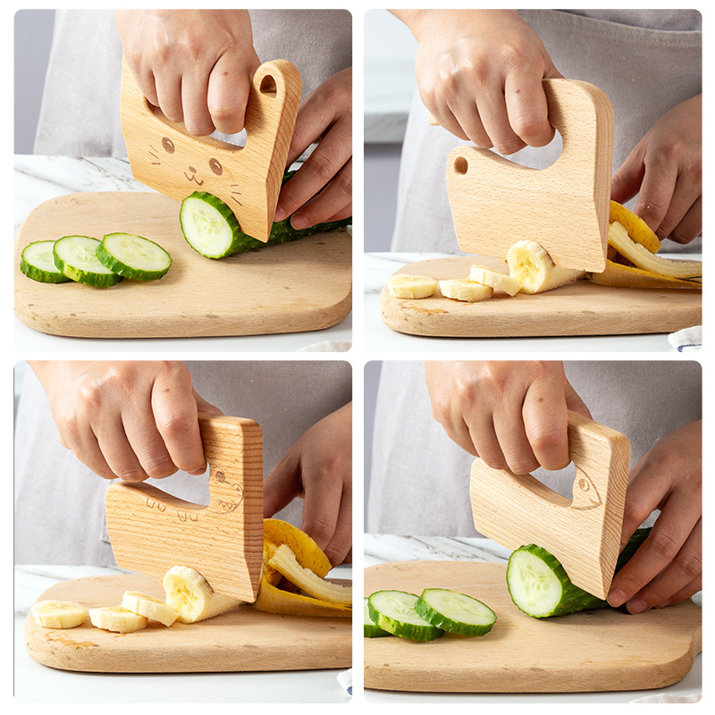 木製子供ナイフ調理用かわいい魚恐竜形状キッチンおもちゃ野菜フ - Power Tools Kids のレビューと価格
