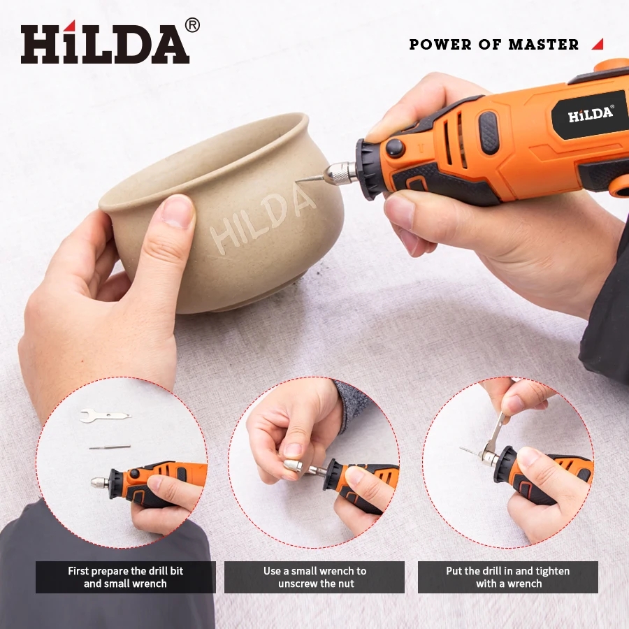 HILDA 200 ワット彫刻電気ドリル彫刻ドレメルロータリ - Power Tools Ingco のレビューと価格