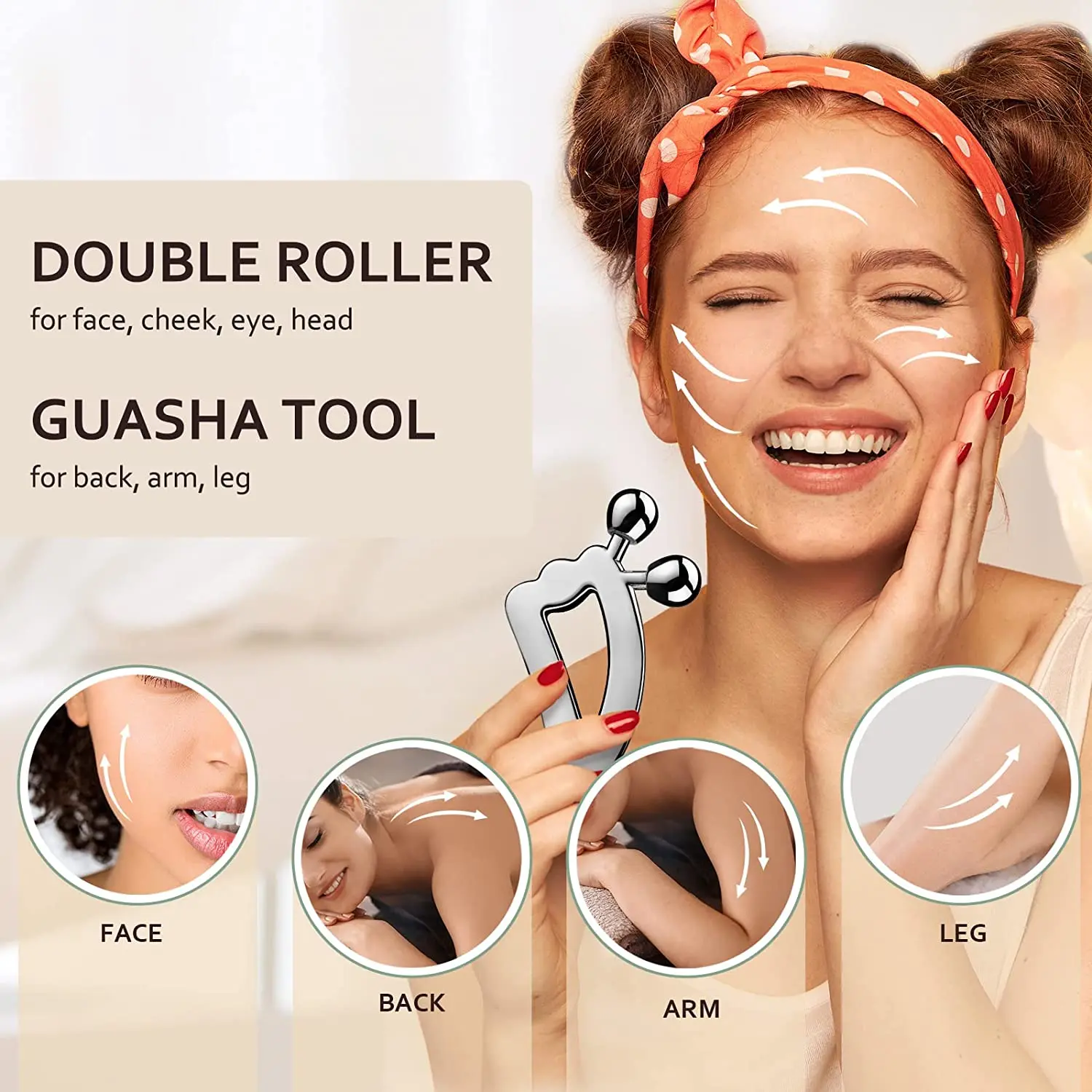 3Dフェイシャルローラー＆グアシャツール ステンレス製マッサ - Power Tools Usa のレビューと価格