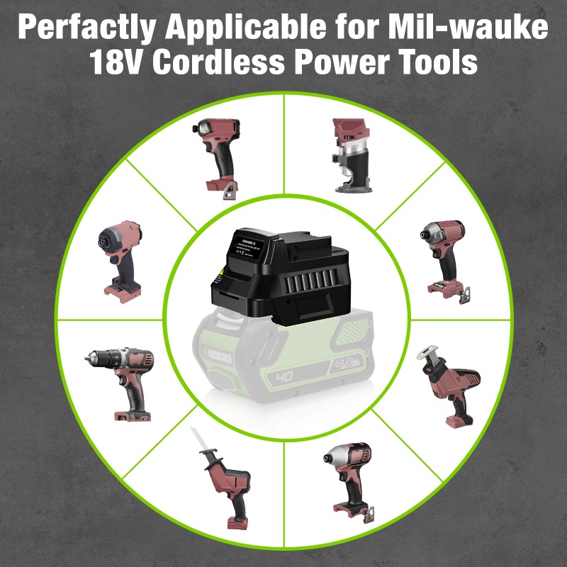 GRW40MIL18バッテリーアダプターコンバーターは、グリ - Power Tools Use のレビューと価格